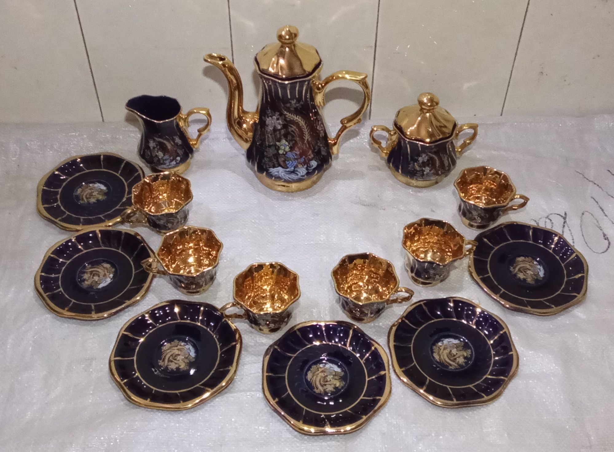 Кофейный сервиз позолоченный.новый.