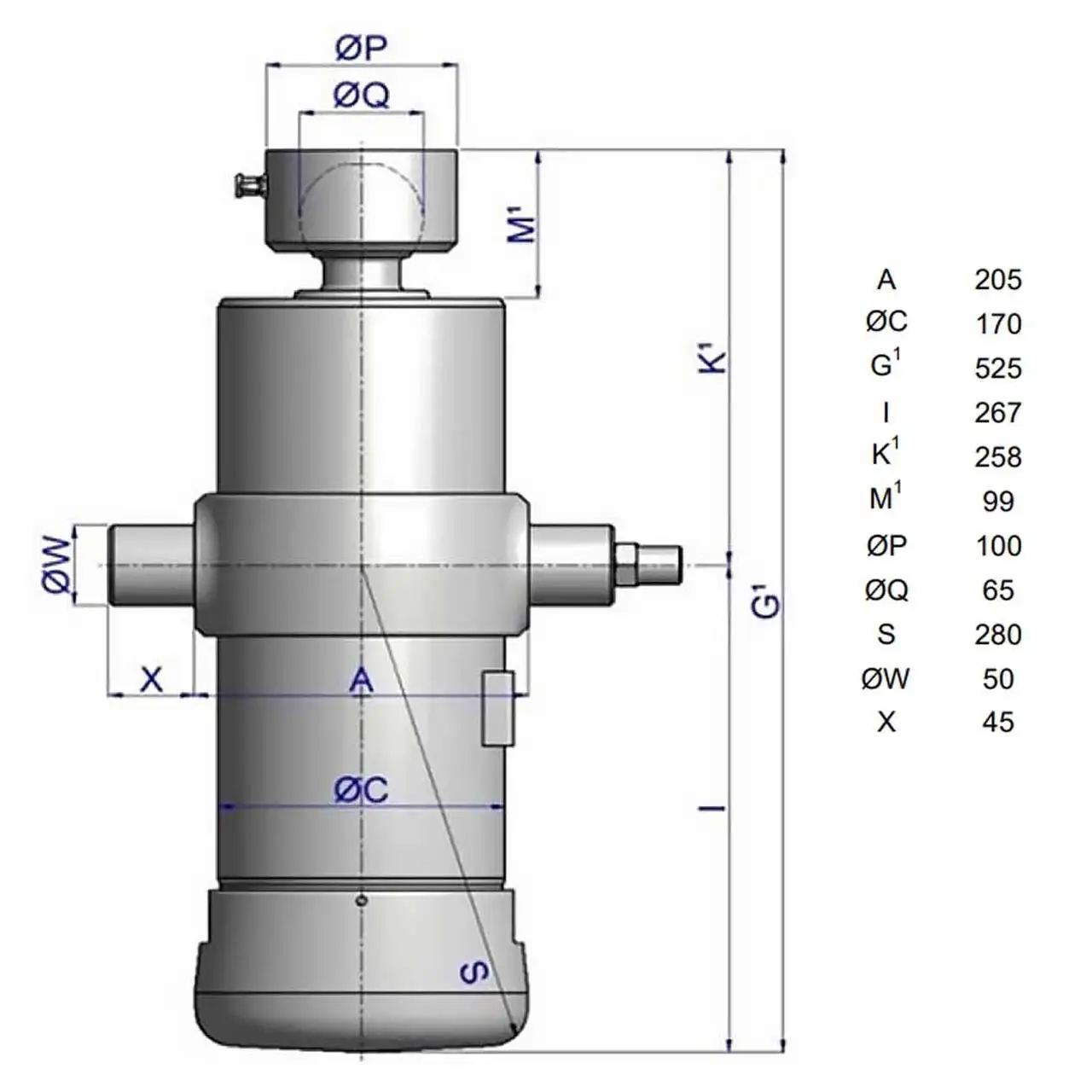 CILINDRU HIDRAULIC SUB CAROSERIE HYVA UMB 149-5-1480-K258
