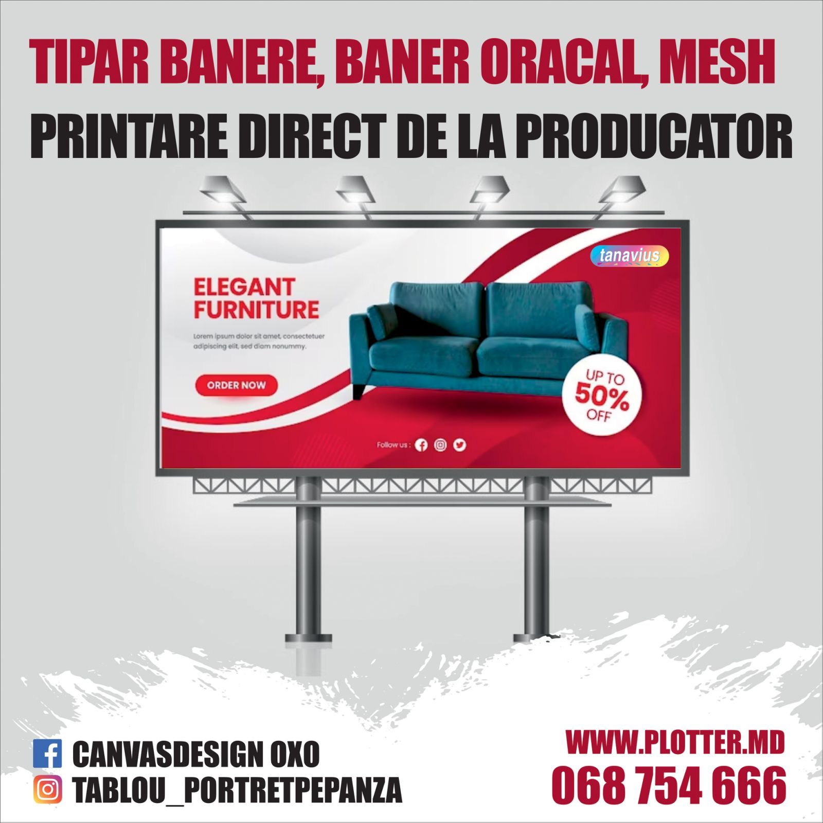 Tipar banere, baner oracal. Format Mare