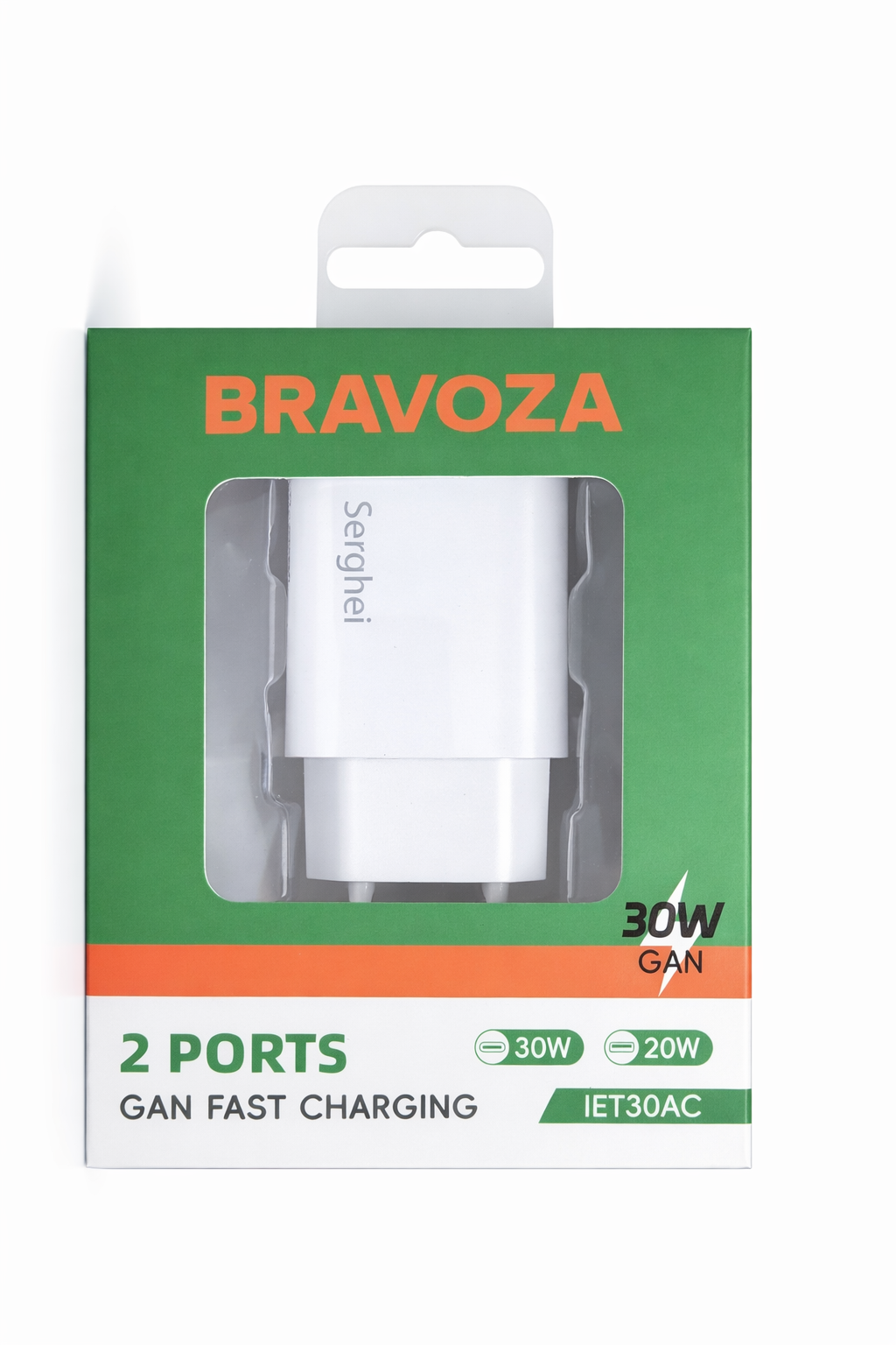 зарядное устройство Bravoza GaN 30W