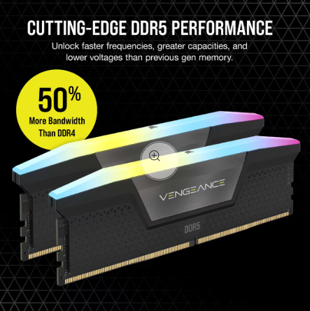 VENGEANCE® RGB 32GB (2x16GB) DDR5 DRAM 7200MT/s CL