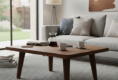 🪵 Masă de cafea din lemn masiv – Design modern ind