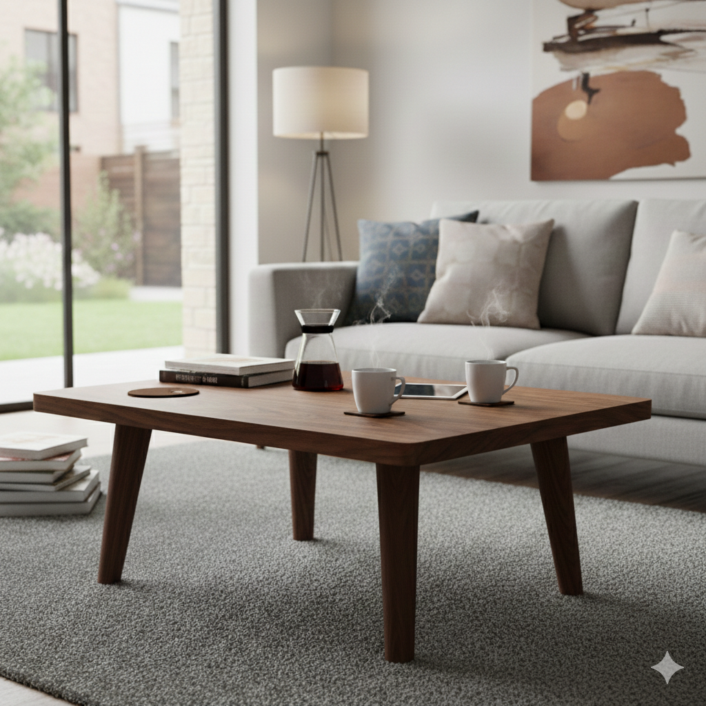 🪵 Masă de cafea din lemn masiv – Design modern ind
