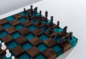 ♟️ Tablă de șah din lemn masiv & rășină epoxidică