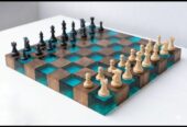 ♟️ Tablă de șah din lemn masiv & rășină epoxidică