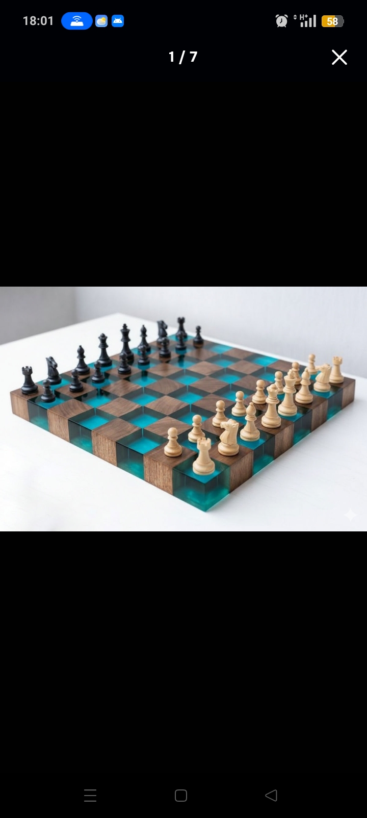 ♟️ Tablă de șah din lemn masiv & rășină epoxidică