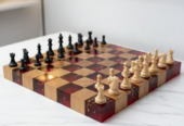 ♟️ Tablă de șah din lemn masiv & rășină epoxidică