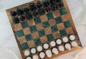 ♟️ Tablă de șah din lemn masiv & rășină epoxidică