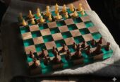 ♟️ Tablă de șah din lemn masiv & rășină epoxidică