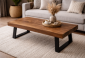 🪵 Masă de cafea din lemn masiv – Design modern ind