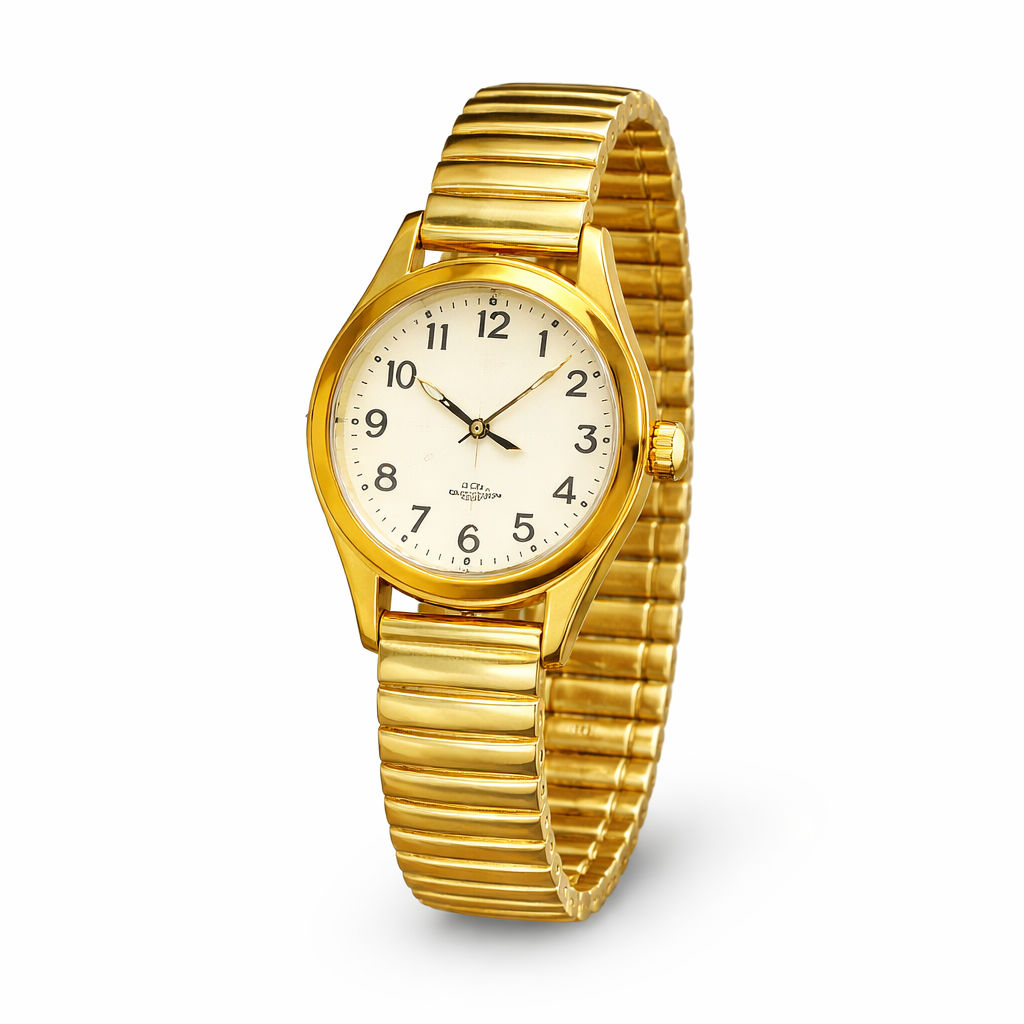 Ceas auriu elegant, luminează noaptea