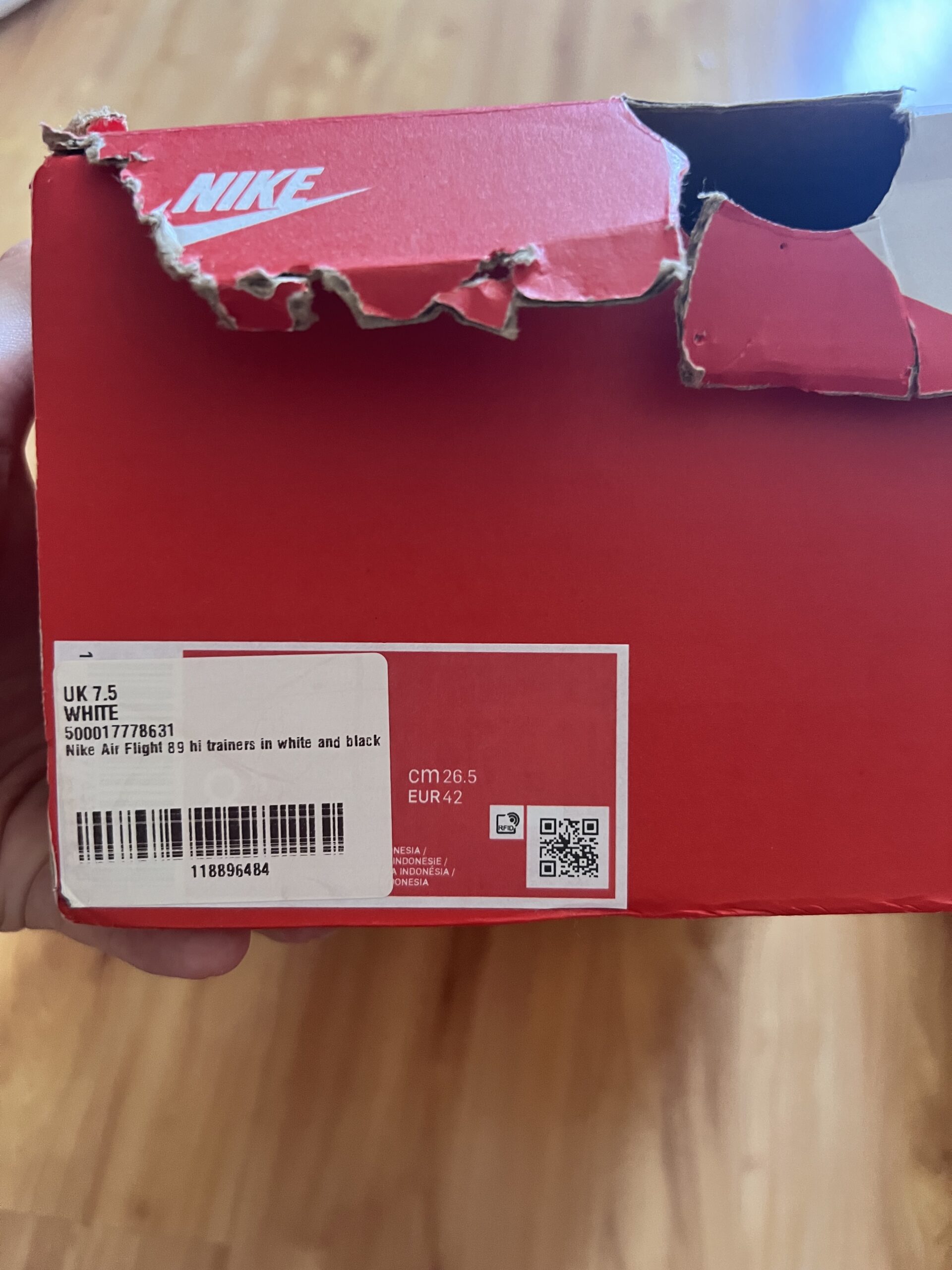 Кроссовки Nike Air Flight 89 White/Black (Размер 4