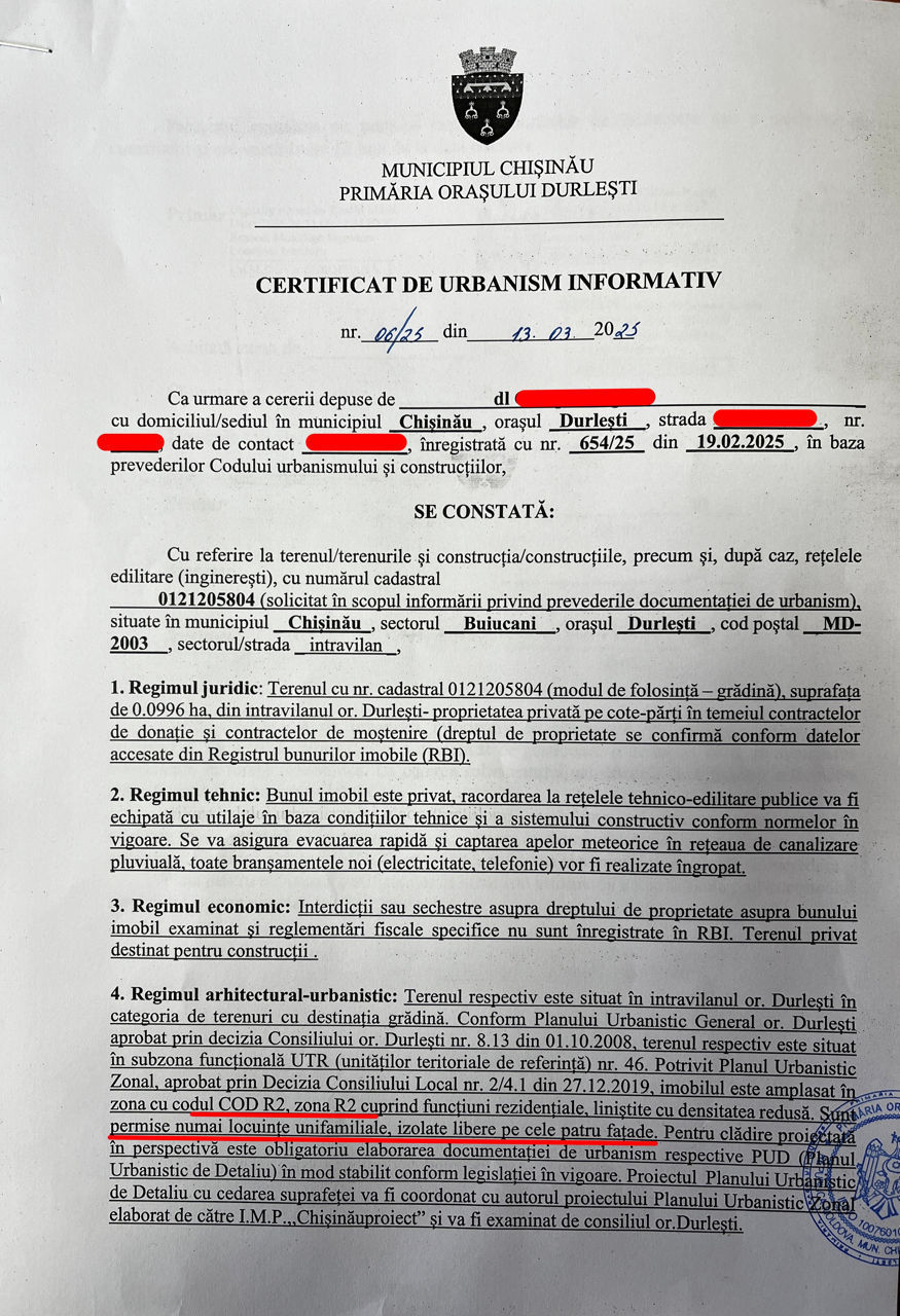 Teren pentru construcții, Durlești, 10 ari