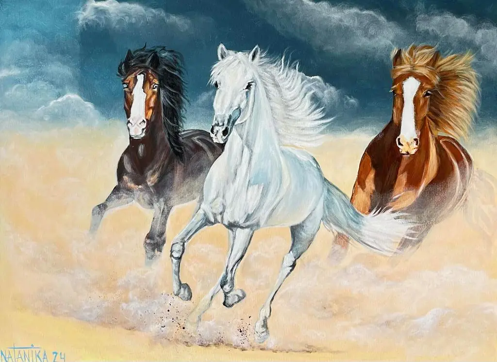 Картины акрилом, холст на подрамнике, лак