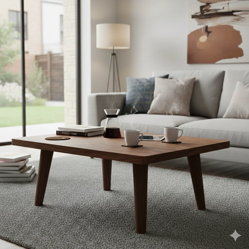 🪵 Masă de cafea din lemn masiv – Design modern ind