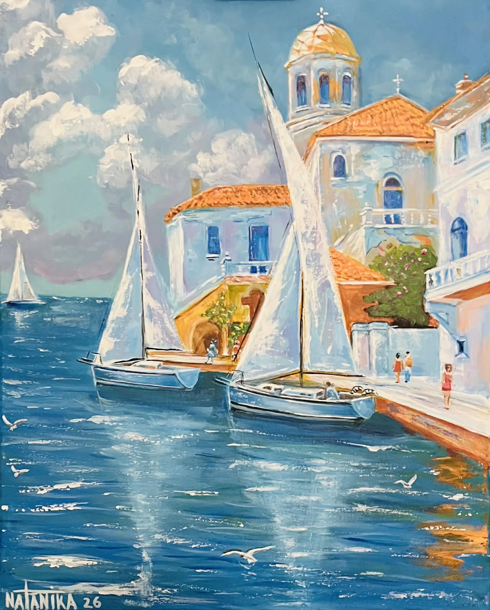 Картины акрилом, холст на подрамнике, лак